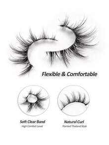 Rikuaild 5 Pairs Doll-Like Natural False Eyelashes - Transparent Stem Cartoon Eyelashes, Fairy Tale Design Perfect For Cosplay, Reusable - 貓精靈假睫毛 - 查看 5