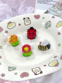 8 件/4 件可爱蜜蜂、花朵、瓢虫迷你发夹，送给她的生日礼物时尚发饰动物爪夹可爱发爪