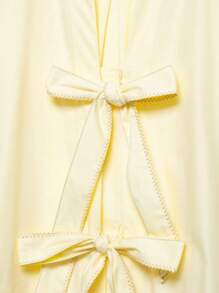 DEEKA 2023 Spring-Summer New Arrival Summer Butter Yellow Graduation Outfit Women Fashion Casual Silk Blouse With Bow Decor