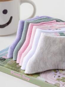 1/3/6/12/24 Pairs Classic Simple Colorful Striped Double Bar Kids Socks, Breathable Soft Invisible Socks, Comfortable Casual Mid-Calf Socks, Suitable For Daily Wear Or Holiday Gifts, Various Colors