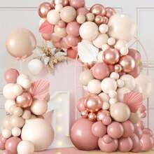 Juego de arco de globo color oro rosa - Set de 100 globos de color rosa palo para arco de globos que incluye globos rosas y blancos, set de guirnalda de globos rosa polvo para decoración de baby shower, boda, baile de graduación, cumpleaños
