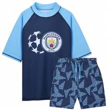 Manchester City FC Swimsuit Set 2 Pcs Swimming Costume Swim Shorts Rash Vest Pool Beach Holiday Essentials - Multicolor - View 1