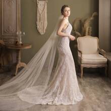 Luxuriöser Brautschleier mit Perlen & 3D Schmetterlingen, elegantes großes Schwanzdesign für Hochzeiten