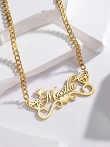 Collier personnalisé avec prénom en acier inoxydable. Bijou avec pendentif plaque d'identité en acier inoxydable. Ras-du-cou cadeau d'amour pour hommes et femmes. Cadeau d'anniversaire et d'anniversaire de mariage. Accessoire de cou personnalisé