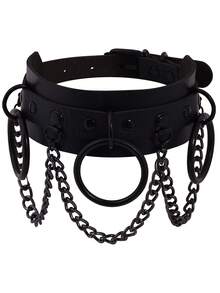 Xiacheng 1 chiếc vòng cổ dây xích màu đen và đỏ phong cách Gothic Punk, chất liệu da PU, kiểu dáng Gothic, thích hợp làm quà tặng Halloween, Giáng sinh (dành cho nữ) - kiểu Gothic - Xem 1