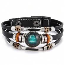 Zodiac Signs Spirit Bracelet Zodiac Bracelet For Women Men Adjustable 12 Constellation Bracelet Multilayer Zodiac Black Leather Bracelets Zodiac Sign Wrap Bracelet For Women Men Birthday Jewelry