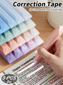 美学修正带 5 件，用于平滑错误覆盖，学校考试和办公文件学校用品，返校