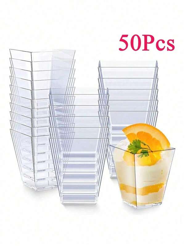 25pcs/50pcs/100pcs 60ML Mousse Cup, Dessert Cups, Plastic Transparent Disposable Cups, Reusable Mini Dessert Cups, Party Supplies, Disposable Plastic Dessert Cups, Transparent Cake Cups, Ice Cream Cups