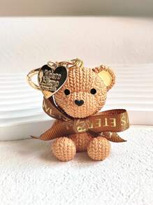 1pc Creative Resin Plush Teddy Bear Car Keychain, Fashion Cute Handbag/Earphone Case, Unisex Daily Use Or Couple Gift Valentine's Day Valentines Car Accessories Bag Charm School Goth Y2k