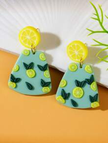 Handmade Cute Lemon 3D Pendant Earrings For Women, Summer Beach Holiday Party
