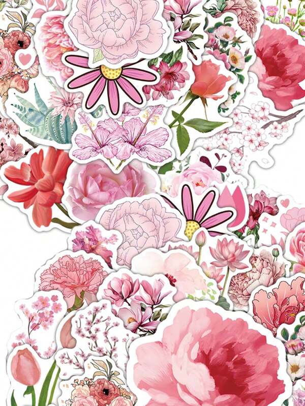 60 hojas por paquete. Pegatinas creativas con grafiti floral rosa, aptas para manualidades como álbumes de recortes, fundas de teléfono, diarios, portátiles, paragolpes, monopatines, botellas de agua, etc. Las pegatinas pueden traer mucha diversión a tu vida y son el regalo perfecto. Útiles escolares, vuelta al cole.