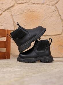 Fashion Children Short Boots, Toddler Shoes Flat Side Zipper, New Spring/Autumn Leather Upper Soft Bottom Boys Boots, Girls Boots, Baby Boots