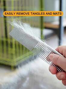 3pcs Stainless Steel Pet Grooming Brushes - For Dogs, Cats, Rabbits, Hamsters And Small Animals - Effective For Detangling, Deshedding And Grooming, Ergonomic Design, Durable For Long-Term Use, Pet Care Accessories