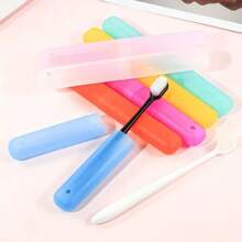4pcs Portable Toothbrush Storage Box, Plastic Toothbrush Holder, Travel Toothbrush Case - Ventilated Oral Care Accessory, Suitable For Home, Business And Camping | Stylish Toothbrush Rack | Durable Semi-Transparent Plastic (Random Color)