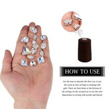 50pcs Aurora White Glass Crystal Claw Rhinestones, DIY Apparel Accessories Materials, Glass Gems Metallic Claws Sewn On Rhinestones Mixed Shapes, Craft Jewelry Decoration - White - View 5