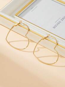 1 paire de boucles d'oreilles créoles en forme de cœur avec motif géométrique, convient pour le port quotidien des femmes
