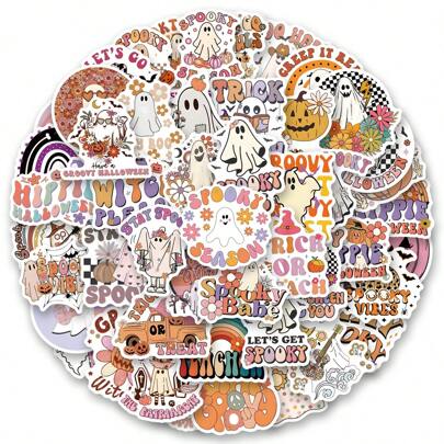 50 Stücke coole Halloween Aufkleber Vinyl Ästhetik Aufkleber zum Scrapbooking, Tagebuch, Stoßfänger, Skateboard, Wasserflasche, Cartoon, Schutzhelm, Auto Aufkleber und Abziehbilder