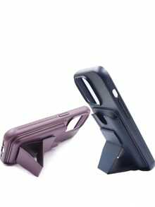 1 件可折叠皮革卡夹，带手机支架，通用卡夹，桌面支架 - 彩色 - 查看 6