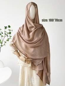 1 Peça - Lenço de Linho, Design Simples de Cor Sólida, Xale Leve Protetor Solar, Sensação Elegante Através da Fronteira Lenço Feminino, Lenço de Chiffon, Lenço Longo, Primavera/Verão para Vestido - Multicolorido - Visão 4