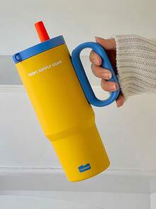 1 件学生用带手柄保温杯，316 不锈钢真空保温杯带吸管，大容量保温杯，适用于校园和汽车