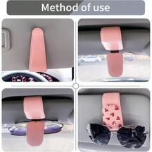2 Pack Sunglasses Holder For Car Visor,  Leather Magnetic Sunglass Holder For Car With Clip,  Pink