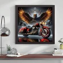 New 5D Diamond Painting DIY Kit - Eagle Motorcycle Theme Pattern, Frameless Canvas Diamond Art, Multi-Size, Colorful Mosaic Wall Decor Suitable For Living Room, Bedroom, Study, Holiday Parties, Home Decor & Gifts.