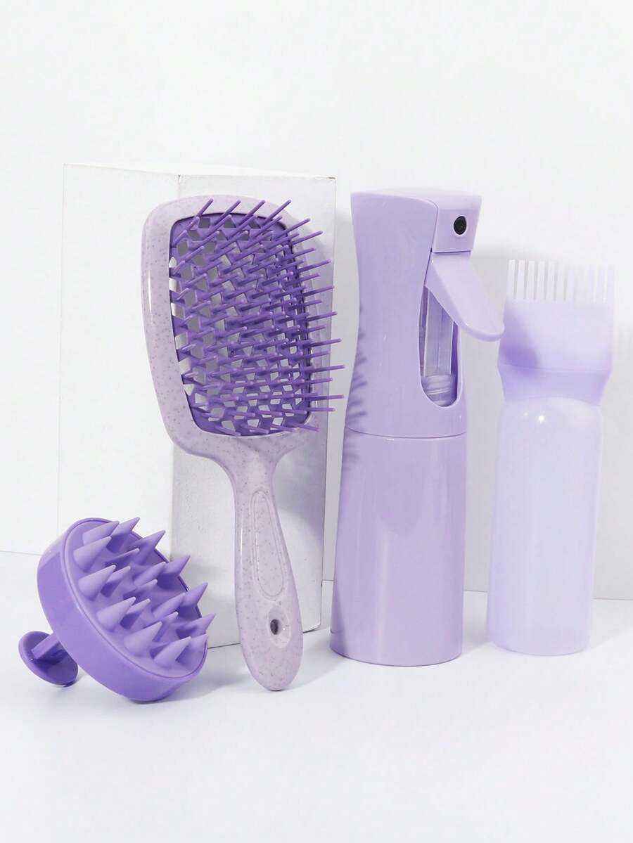 4pcs Hair Styling Tool Kit, Breathable Hollow Brush, Scalp Massage Brush, Hair Dye Bottle, Spray Bottle, Suitable For All Hair Types, Volumizing Evening Styling Tools, Back To School, Travel Holiday Essentials, Hair Accessories For Women, Slick Back Brush, Barber Accessories, Hair Dryer, Hair, Barber, Hair Tools, Hair Products,Travel Essentials,Travel Essential,Hairstyle,Hairdressing,Hair,Travel,Hair Products,Hair Tools,Hair Stuff,Barber,Barber Accessories,Barbershop,Hairdressing Equipment