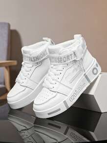 1 Paar Herren Lässig High Top Sportschuhe, weich & bequem Paar Schuhe, zufälliges bedrucktes Modedesign, geeignet für alle Jahreszeiten, 2025 neuer Stil Geschenk für Studenten, Gym 2000er Jahre Stil Valentinstag Ideen