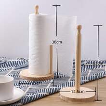 Wood Paper Towel Holder Kitchen Roll Paper Towel Holder Bathroom Tissue Vertical Stand Anti-Skid Base Paper Towel Storage Holder - Apricot - View 4