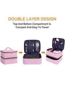 30瓶装指甲油收纳盒 - 容量15毫升/0.5盎司，带工具收纳袋和可调节隔板，双层设计，适合美甲爱好者和美甲师使用。也可作为化妆包、化妆品收纳包使用。 - 彩色 - 查看 6