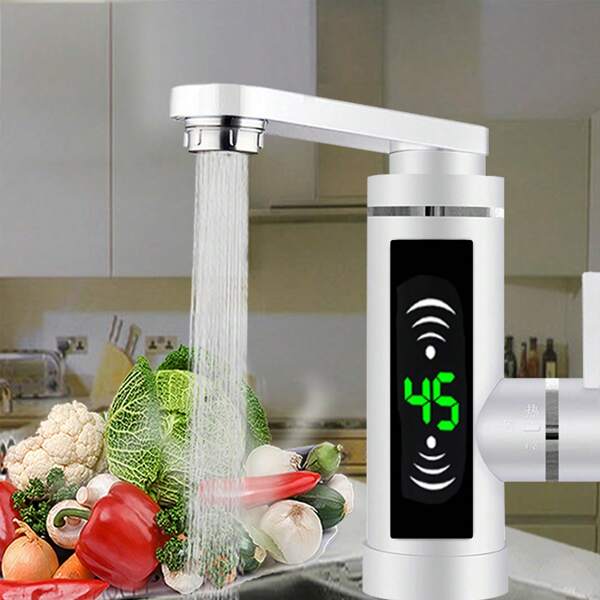 Calentador de agua instantáneo eléctrico de 3KW, grifo LED para baño, cocina, grifo de agua caliente instantáneo