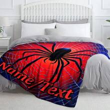 Chăn vải nỉ hình mạng nhện cá nhân hóa - Tên tùy chỉnh, Thiết kế màu đỏ và xanh, Mềm mại và thoải mái 280GSM, Quà tặng hoàn hảo cho bạn bè và gia đình, Mọi mùa - Nhiều màu - Xem 4