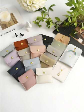 20/1pc Faux Leather Jewelry Pouches With Snap Closure Jewelry Storage Bag - Luxurious Gift Bags For Earrings, Necklaces, Bracelets, And Rings - Perfect For Storage & Pieceaging ﻿,Square Velvet Cloth Bag With Snap Fastener ,Velvet Jewelry Bags ,Cloth Gift Pouches Candy Gift Necklace Bracelet Packing Jewelry Beads Gift For Valentine's Day For Women Storage Organizer Travel Essentials Back To School Dormitory Storage