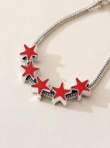 1pc Simple Fashion Drip-Oil Five-Pointed Star Beaded Copper Bracelet For Women Personalized DIY Chain Bracelet