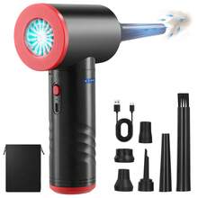 Compressed Air Duster For PC,3-Gear Speed (Max 100000RPM) Cordless Air Duster With Light,Reusable Compressed Air For Keyboard, Replaces Compressed Air Can - Black - View 2