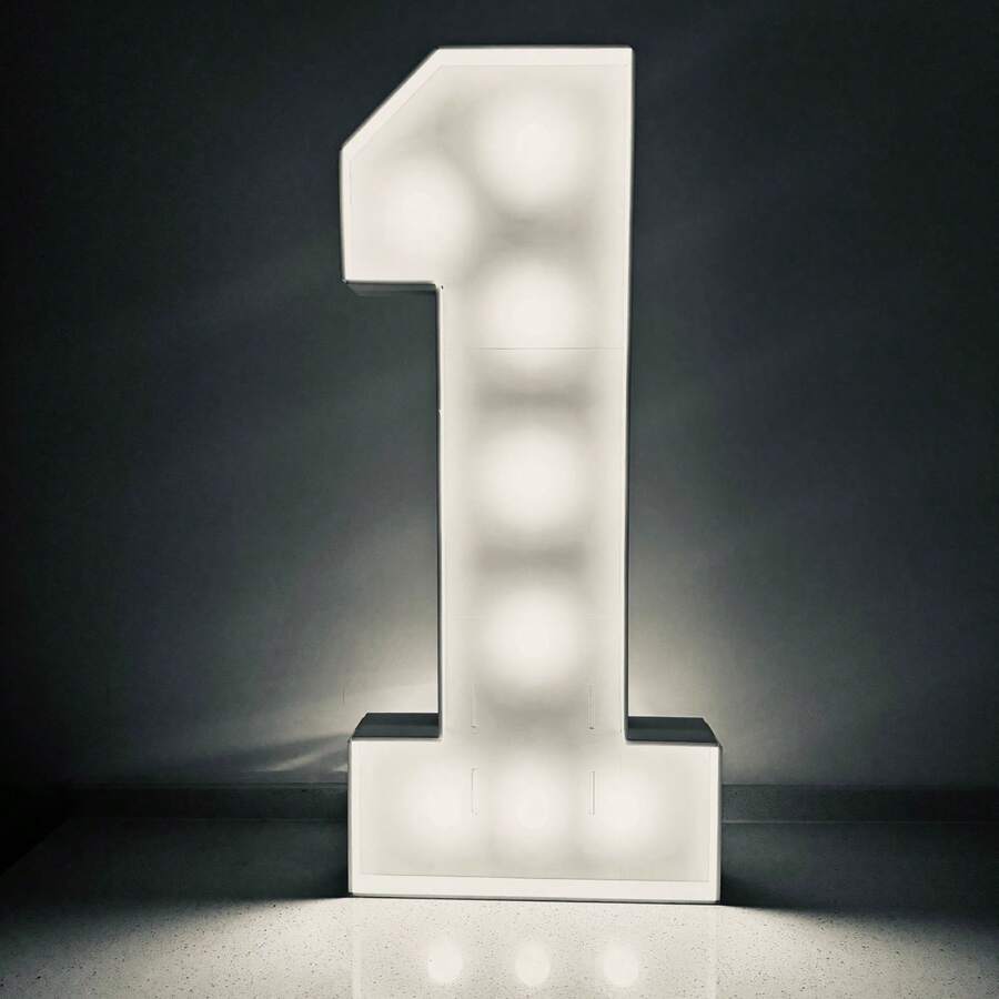 3-FT Large Marquee Numbers 0-9 With Warm Light | LED Glowing Decoration For Birthdays, Weddings & Anniversaries | Cozy Atmosphere