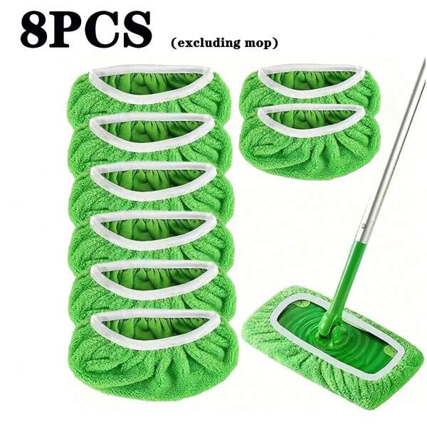 Juego de 3/6 paños de microfibra reutilizables para trapeador, de uso dual en seco/húmedo, fácil de instalar, aptos para trapeador escobillón, cabezales de trapeador plano seco/húmedo, paños de trapeador lavables para la limpieza de pisos de madera dura (sin incluir el trapeador)