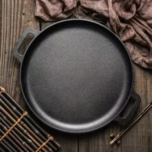 1 pieza Sartén de hierro fundido, sartén antiadherente sin revestimiento para panqueques, utensilios de cocina multifuncionales antiadherentes, aptos para pizza, a la parrilla, panqueques - compatibles con todas las estufas, incluyendo eléctricas, de inducción y de gas, ideales para la cocina del hogar y la cocina al aire libre