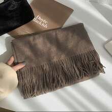 230g Plain Polyester Pashmina Scarf With Fringes Gifts Hot - 摩卡棕 - 查看 3