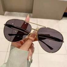 1 buc ochelari unisex cu ramă mare, retro, metalici, cu punte dublă, vintage, potriviți pentru fotografie stradală, călătorii, vacanță, plajă și purtare zilnică