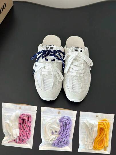 85cm Long 6mm Wide Lace-Up Shoelaces, Bicolor Replacemant Shoe Laces, Versatile Classic Shoe Strings Unisex Fit Any Skate Shoes, Canvas Shoes, Casual Sneakers
