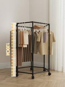 1 Stück einfacher Kleiderständer für den Haushalt / montierter Kleiderständer / Kleiderständer mit Rollen, 360° drehbar, 1,2 Meter hoch, geeignet zum Aufhängen verschiedener Kleidungsarten, passend für Wohnzimmer, Schlafzimmer und andere Räume