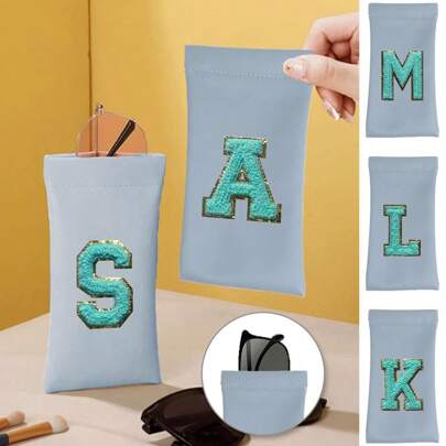 1 قطعة حقيبة تخزين نظارات مغلقة أوتوماتيكيًا مطرزة بحرف أنيق، حقيبة تخزين متعددة الوظائف محمولة، مناسبة لتخزين كابلات البيانات والسماعات والشواحن وأحمر الشفاه والإكسسوارات - ضروريات/هدية عيد الحب، ضروريات السفر، إكسسوارات السفر، حقيبة سفر، عطلة، عودة إلى المدرسة، أدوات المدرسة، حافظة نظارات، نظارات شمسية للنساء