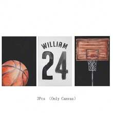 3pcs/Set Personalized Name Wall Art Poster - 3-Piece Name Canvas Wall Art - Customized Baseball Wall Art Football Wall Art Basketball Wall Art Prints Boy Room Decor Personalized Name Sign Playroom Print Boys Kids Nursery Wall Decor - Unique Gift Idea For Children Room, Nursery, Dining Room - Unframed Indoor Art Prints Optional Frame