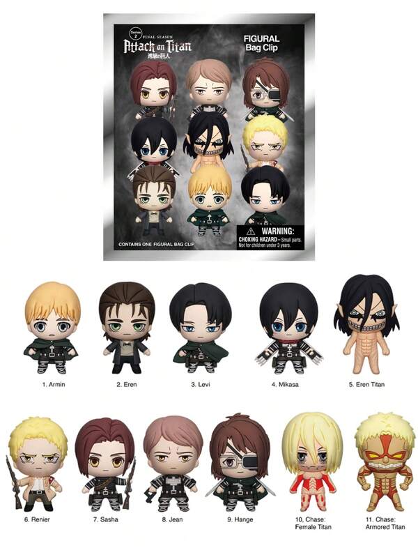 Crunchyroll Officially Licensed 1PC AttackOn Titan 3D Cartoon Blind Box Mystery Bulk Bag Clip Anime Characters Keychain Figure Keyring Collectible Doll Random One Armin Eren Or Other Characters Entertainment Ornament Wallet Backpack Decoration Pendant Birthday Anniversary Party Friend Fans Gift