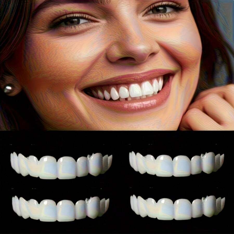6 pièces/4 pièces Surplombs dentaires blancs réglables - Protège-dents supérieurs et inférieurs confortables pour hommes et femmes - Facile à nettoyer, apparence naturelle - Idéal pour les fêtes, les anniversaires et l'utilisation quotidienne - Protection des dents toute saison, protection des dents pour les fêtes, apparence naturelle, protège-dents réglables, blanchiment des dents