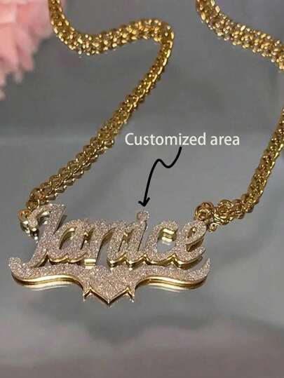 1pc Customized 316L Stainless Steel Name Necklace, Bohemian Style Personalized Letter Pendant, Thick Curb Chain, Suitable For Men And Women, Perfect For Wedding, Thanksgiving, Christmas Gifts