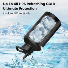 New-88 Insulated Water Bottle 32 Oz, Triple Wall Vacuum Stainls Steel(Cold For 48 Hrs),Le Proof & -, Water Bottle  Drink-Through Lid & Flip Straw For Sports & Travel, Black - 黑色 32 盎司 - 查看 2