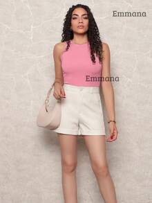 Kit Of 6 Plain Ribbed Tank Tops Basic Women's Sleeveless Blouse - Đen\2Nâu\Xám\Be\Hồng - Xem 9