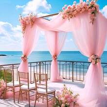 2/4 Stück weiße transparente Hintergrundvorhänge, 2025 Neujahrs Dekorations Banner, weißer Hochzeitsbogen Schleiervorhang, Hochzeitsparty Hintergrundtuch, Brautparty Geburtstags Dekorations Zubehör, Hochzeits Zubehör, Hochzeits Dekorations Tüll, Hochzeits Gastgeschenk, Valentinstag Dekoration, Bühnen Dekoration Tüll - Pink - Übersicht 5